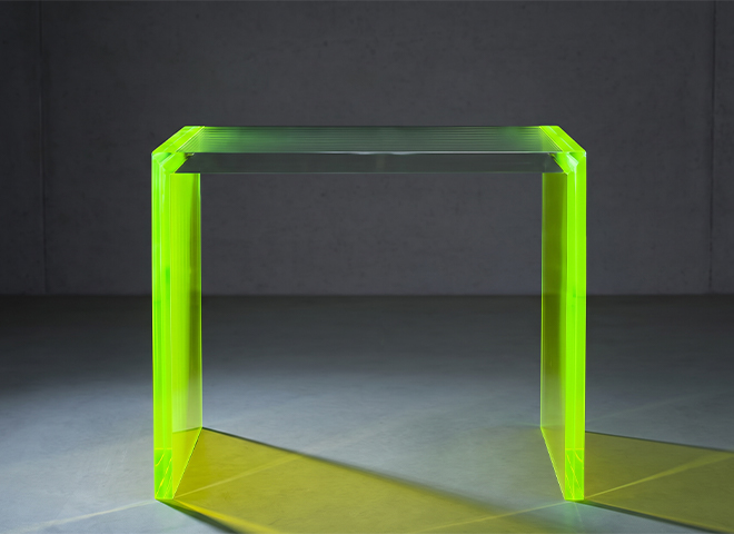 Plexiglass PMMA fluorescent vert aux chants lumineux
