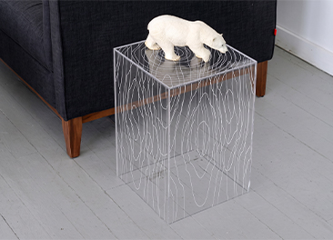 Table décorative transparente fabriquée en Plaque Plexiglass